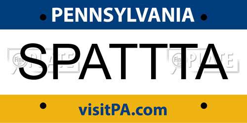 SPATTTA Pennsylvania License Plate
