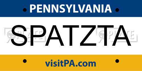 SPATZTA Pennsylvania License Plate