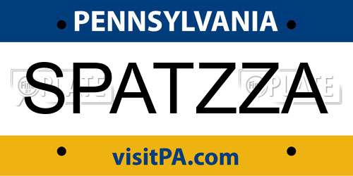SPATZZA Pennsylvania License Plate