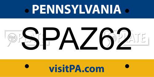 SPAZ62 Pennsylvania License Plate