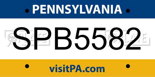SPB5582 Pennsylvania License Plate