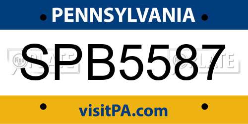 SPB5587 Pennsylvania License Plate