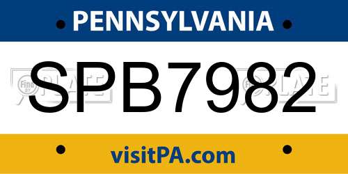 SPB7982 Pennsylvania License Plate