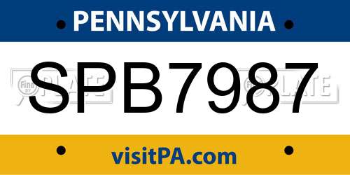 SPB7987 Pennsylvania License Plate