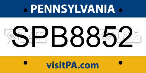 SPB8852 Pennsylvania License Plate