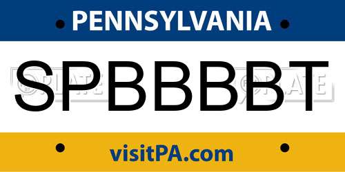 SPBBBBT Pennsylvania License Plate