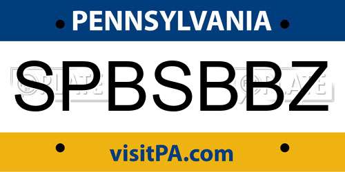 SPBSBBZ Pennsylvania License Plate