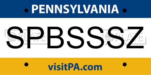 SPBSSSZ Pennsylvania License Plate
