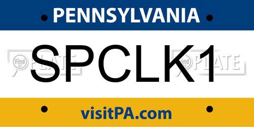SPCLK1 Pennsylvania License Plate