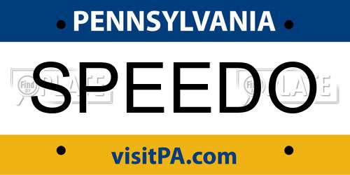 SPEEDO Pennsylvania License Plate