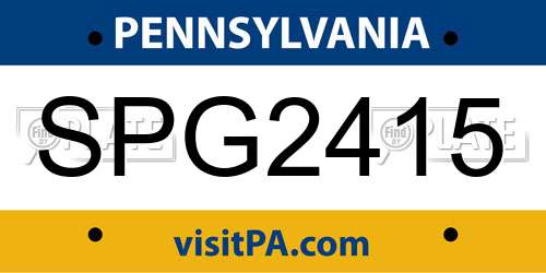 SPG2415 Pennsylvania License Plate
