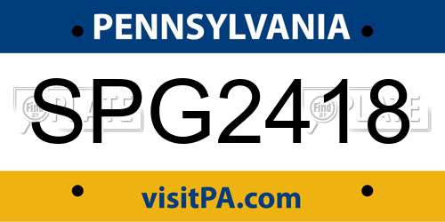 SPG2418 Pennsylvania License Plate