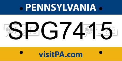 SPG7415 Pennsylvania License Plate