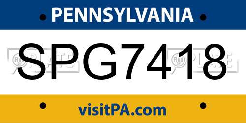 SPG7418 Pennsylvania License Plate