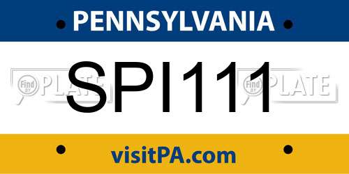 SPI111 Pennsylvania License Plate