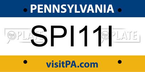 SPI11I Pennsylvania License Plate