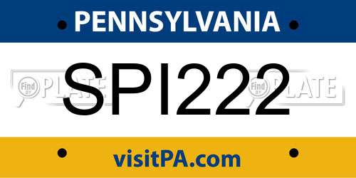 SPI222 Pennsylvania License Plate