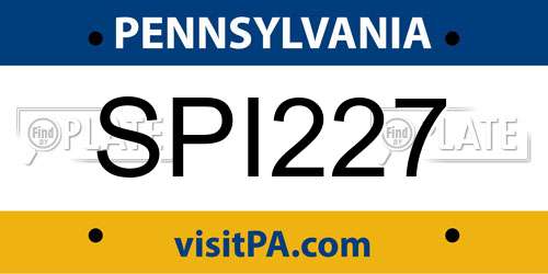 SPI227 Pennsylvania License Plate