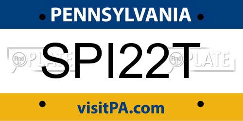 SPI22T Pennsylvania License Plate