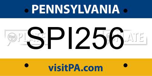 SPI256 Pennsylvania License Plate