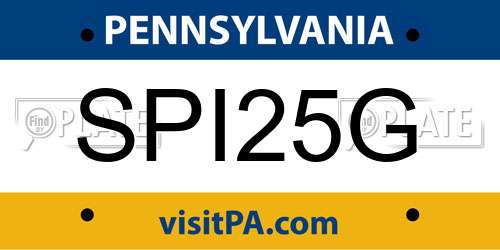 SPI25G Pennsylvania License Plate