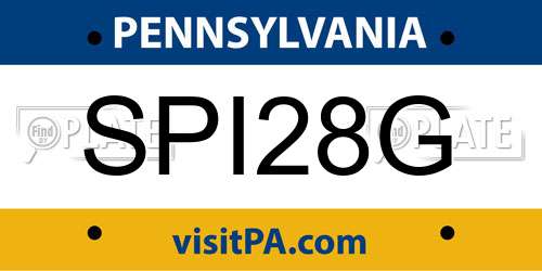 SPI28G Pennsylvania License Plate