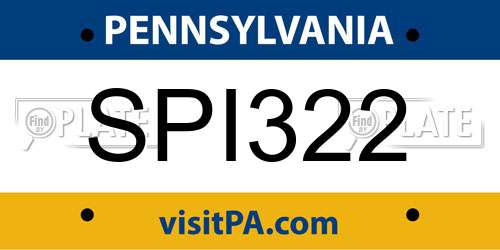 SPI322 Pennsylvania License Plate