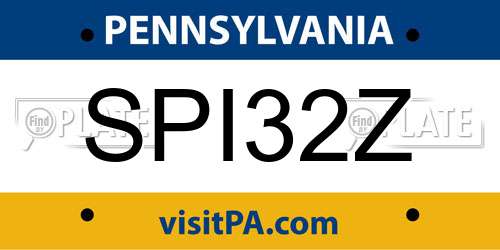SPI32Z Pennsylvania License Plate
