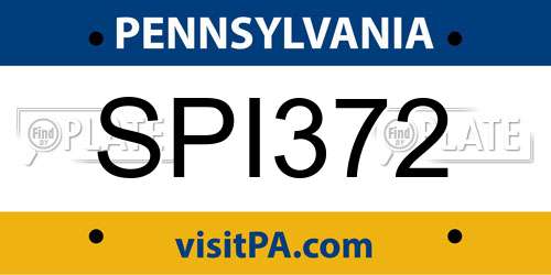 SPI372 Pennsylvania License Plate