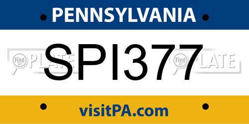 SPI377 Pennsylvania License Plate