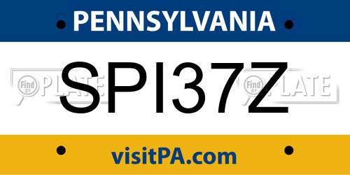SPI37Z Pennsylvania License Plate