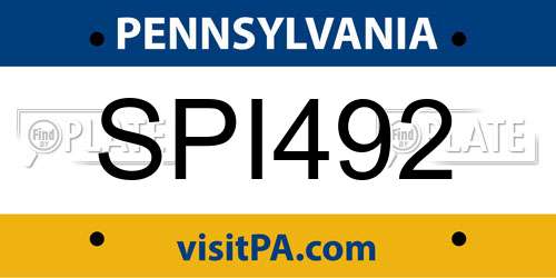 SPI492 Pennsylvania License Plate