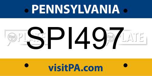 SPI497 Pennsylvania License Plate