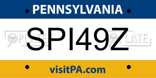 SPI49Z Pennsylvania License Plate