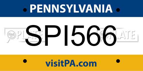 SPI566 Pennsylvania License Plate