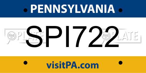 SPI722 Pennsylvania License Plate