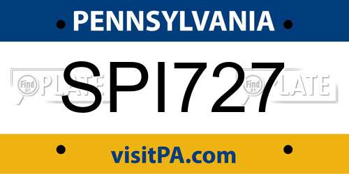 SPI727 Pennsylvania License Plate