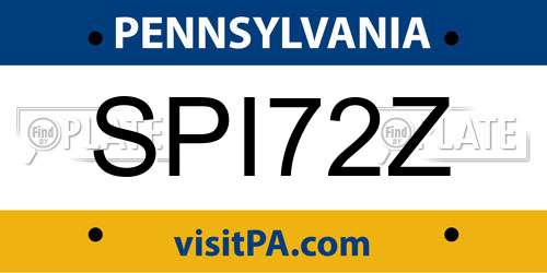 SPI72Z Pennsylvania License Plate