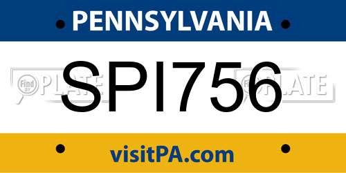 SPI756 Pennsylvania License Plate