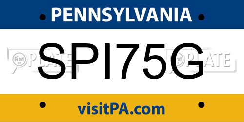 SPI75G Pennsylvania License Plate