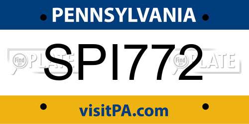 SPI772 Pennsylvania License Plate
