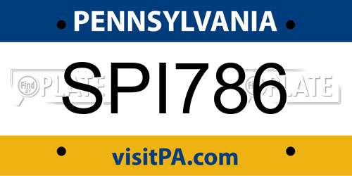 SPI786 Pennsylvania License Plate
