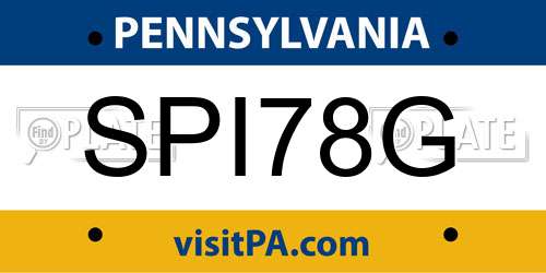 SPI78G Pennsylvania License Plate