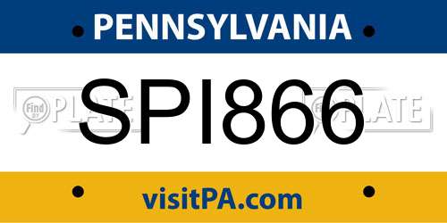 SPI866 Pennsylvania License Plate