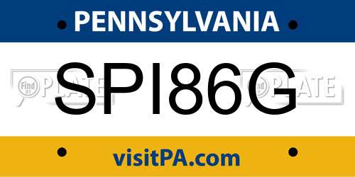 SPI86G Pennsylvania License Plate