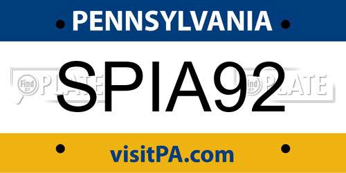SPIA92 Pennsylvania License Plate
