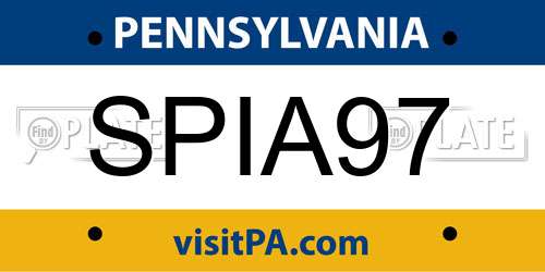 SPIA97 Pennsylvania License Plate