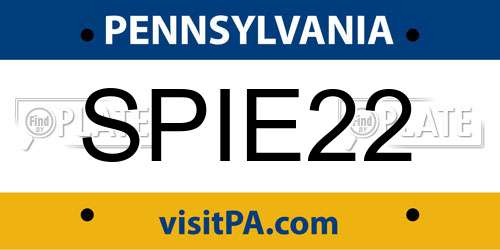 SPIE22 Pennsylvania License Plate