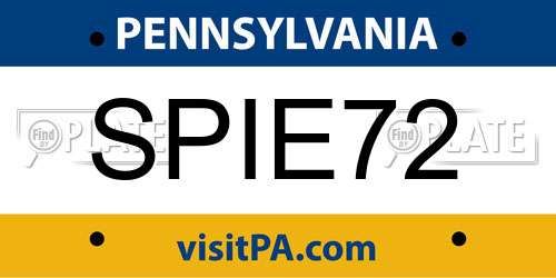 SPIE72 Pennsylvania License Plate