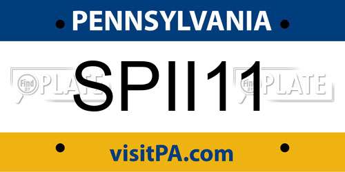 SPII11 Pennsylvania License Plate